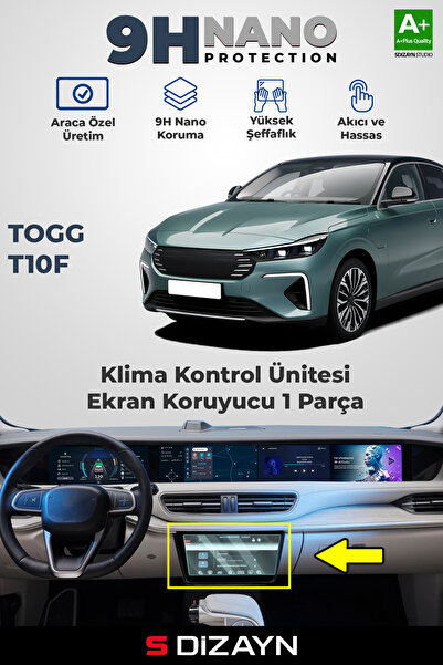 S Dizayn S-Dizayn Togg T10F 9H Nano İç Merkezi Kontrol Ekran Koruyucu (PARLAK...
