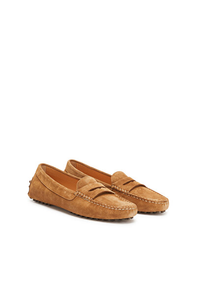 George Hogg Camel Kadın Günlük Rahat Süet Loafer