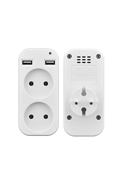 Choice محول طاقة جديد محمول بمنفذين USB أبيض اللون، مقبس تيار متردد مزدوج، قا...