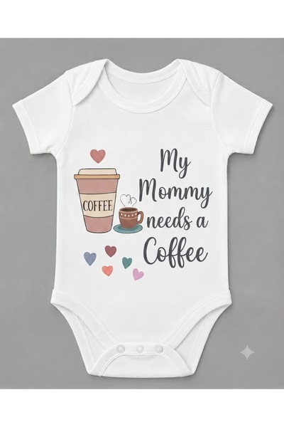 EYDUBABY بدلة أطفال مطبوعة من القطن العضوي بطبعة My Mommy Needs A Coffee Mommy