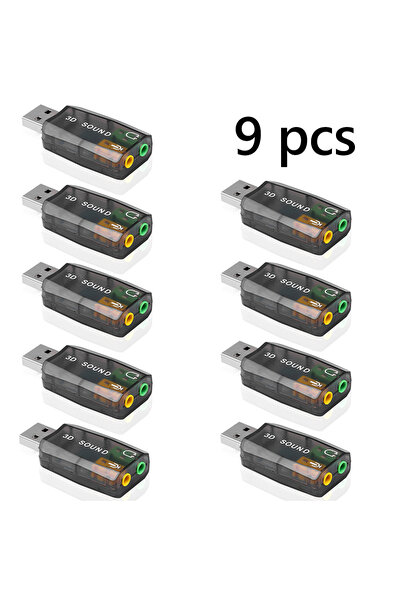 Choice3 بطاقة صوت خارجية USB بنية اللون مكونة من 9 قطع، محول ميكروفون سماعة ر...