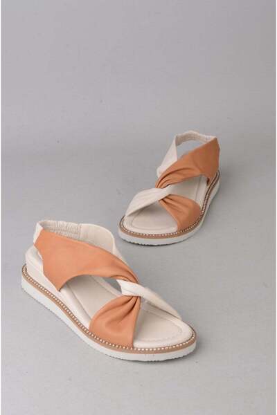 SEÇ KUNDURA Select 107614 stone detail genuine leather women's sandal taba - ...