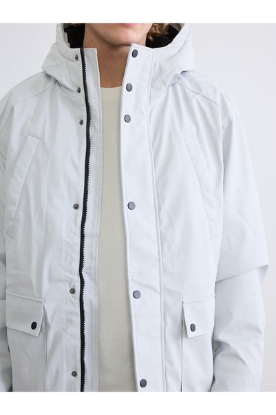 LC Waikiki Nevavm Xside Gray Standard Fit Hooded Men's Coat with a Difference