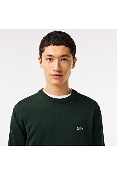 Lacoste Erkek Regular Fit Bisiklet Yaka Koyu Yeşil Kazak
