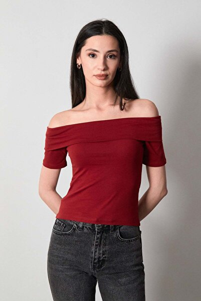 Fulla Moda Basic Madonna Collar Blouse