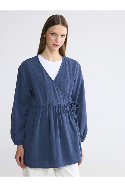 LC Waikiki Nevavm Double-Breasted Collar Textured Women's Kimono with a Diffe...