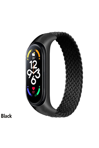 CAOWTAN Miband 5 6 7 L Black Bracelet for Mi Band 6 7 Strap Nylon Braided Sol...