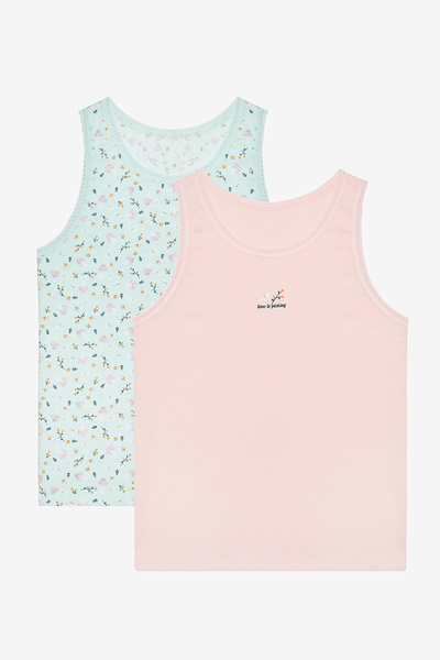 Penti Tricou pentru fete din bumbac, cu model ciupercă, pachet de 2, multicolor