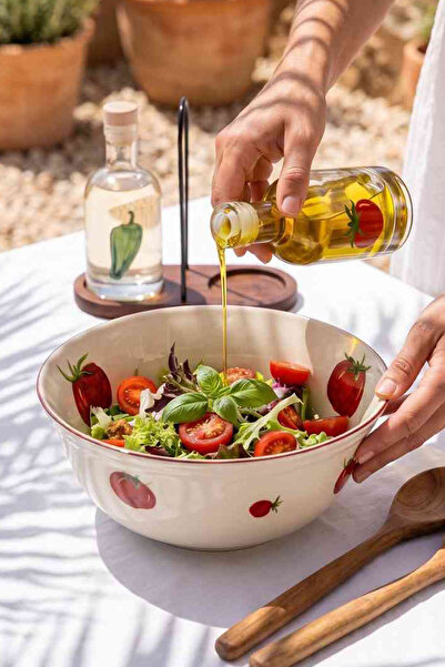 Rakle X Bengi Kurtcebe Pomodoro Stoneware Salad Bowl 25 cm