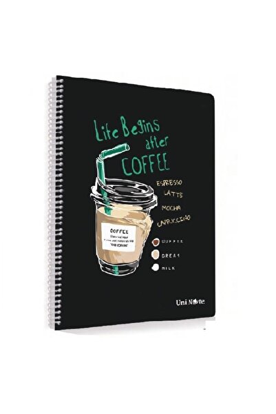 ÇINAR DEFTER دفتر ملاحظات A4 بغلاف بلاستيكي للقهوة، 96 ورقة، تصميم مربعات مع ...
