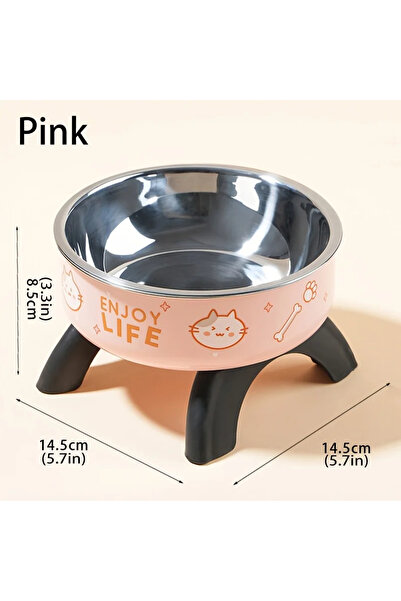 Choice pink Stainless Steel Pet Bowl – Anti-Tip Elevated Design with Non-Slip...