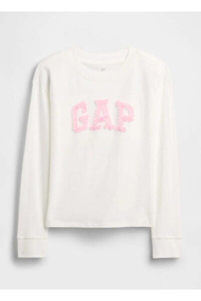 GAP Kids Gap Girls' Logo Embossed Long Sleeve Sweatshirt 4-16 Years Ecru