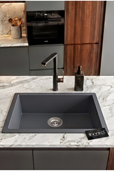 RealStone Granit Eviye 60x47,5 Cm Antrasit Gordion Tezgah Altı