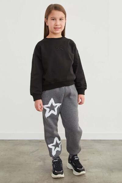 Fulla Moda Pantaloni de sport pentru fete cu imprimeu stea cu 3 fire