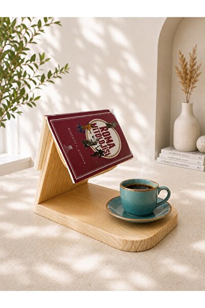 Mitra Kitap Çatısı Kitap Tutucu Ahşap Dekoratif Kitap Rafı Standı Kitaplık