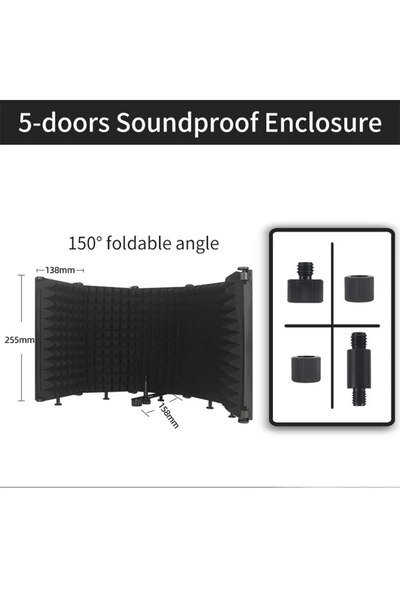 Choice1 5 Panel Miwayer Adjustable 3/5 Panel Microphone Isolation Shield Fold...