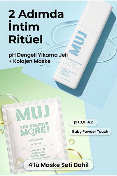Muj Beauty Genital Bölge İçin 2'li Duş Rutini- Bebek Pudrası Kokulu Yıkama Je...