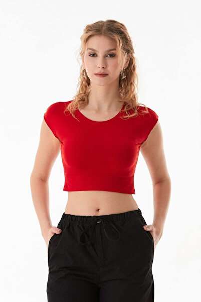 Fulla Moda Μπλουζάκι Basic Crew Neck Crop