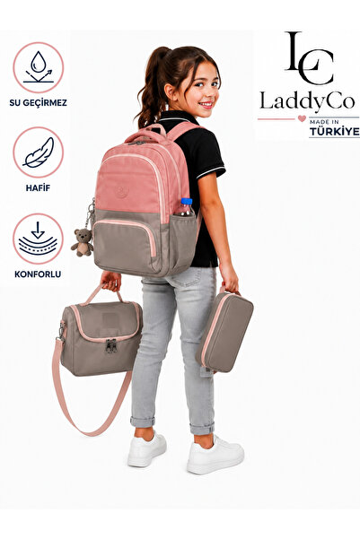 LaddyCo حقيبة مدرسية مقاومة للماء مكونة من 3 قطع حقيبة مدرسية ابتدائية للأطفا...