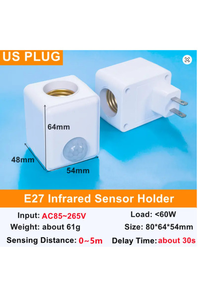 Choice1 US-Remote Control E27 PIR Motion Sensor Led Switch Lamp Base EU/US AC...