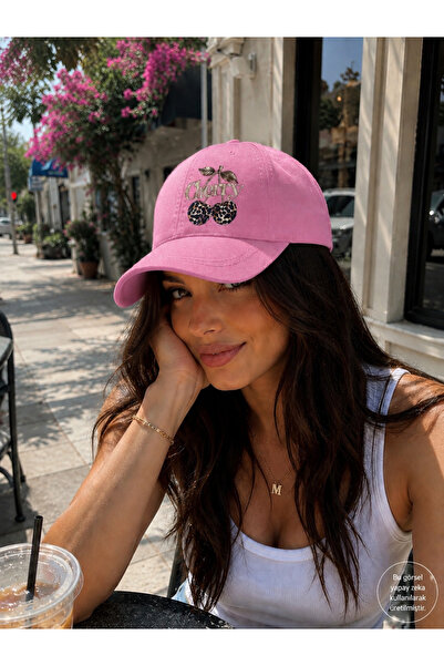 sf collection Cherry Baskılı Kadın Spor Şapka - Ayarlanabilir Pamuklu Cap