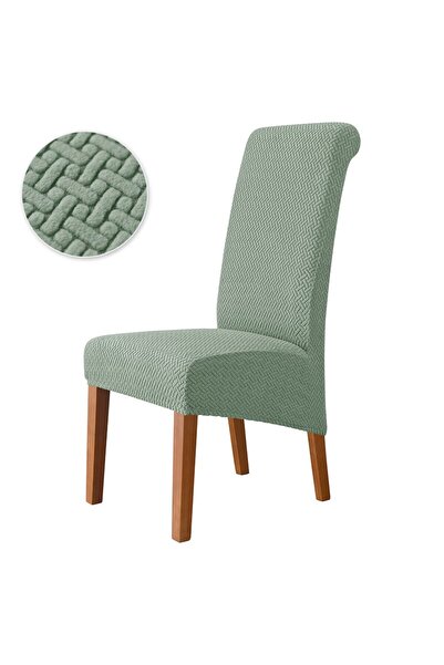 Choice Bean Green-T Jacquard Chair Cover Stretch XL Size Long Back Dining Cha...