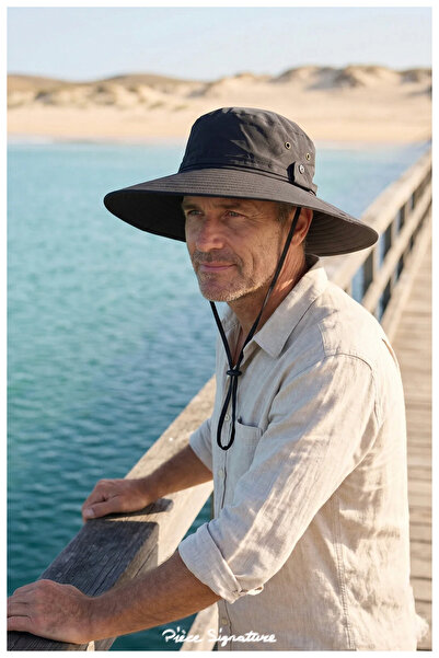 PIECE SIGNATURE Unisex Wide Brim Safari Hat (Diameter 44 cm) - Water Repellen...