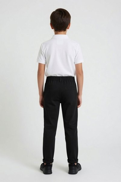 CansınMini Black Double Legged Waist-Tied Boys' Fabric Trousers 22677