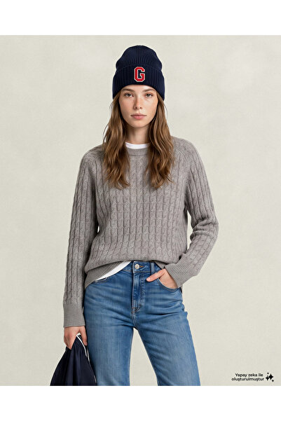 Gant Kadın Bej Relaxed Fit Bisiklet Yaka Triko