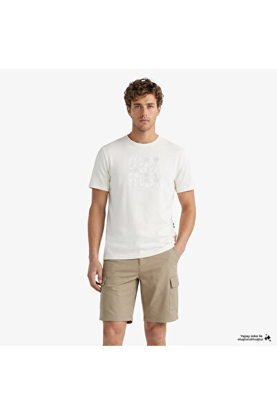 Nautica Erkek Krem Regular Fit Baskılı T-Shirt