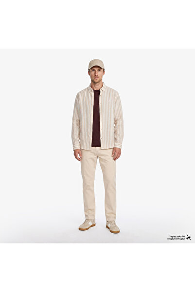 Nautica Erkek Krem Tapered Denim Pantolon