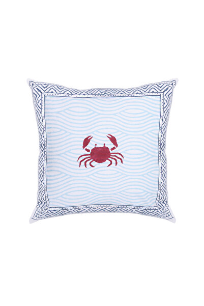 Yargıcı Crab Patterned Cotton Fabric Square Pillow (45X45 cm)