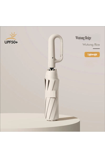 Choice6 Beige Large Automatic Ring Buckle Folding Umbrella • Business Custom ...