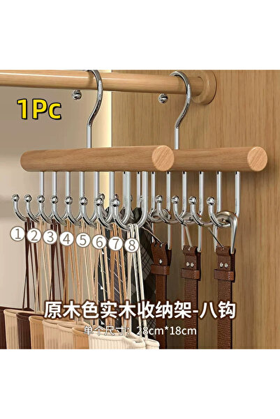 Choice Log color A Wooden Sling Hanger Organizer with Multiple Hooks for Unde...
