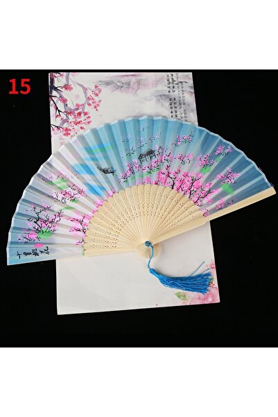 Choice5 15 1Pc Vintage Silk Folding Fan Retro Chinese Japanese Bamboo Folding...