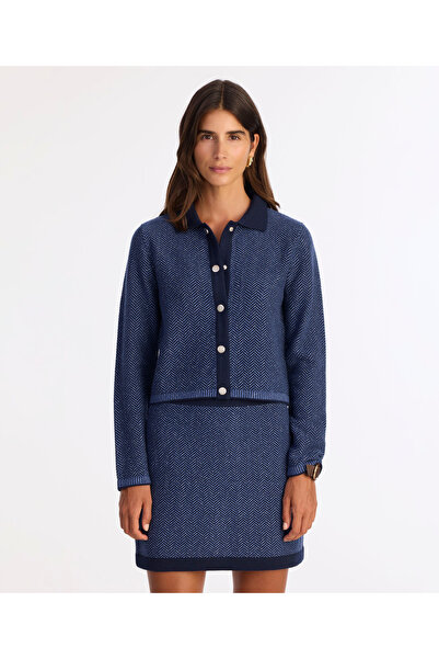 Yargıcı Cropped Shirt Collar Long Sleeve Cardigan