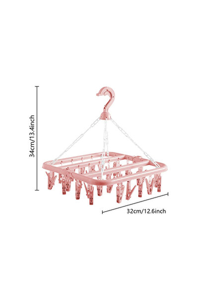 Choice 1PC 32 Clips Pink Clothes Drying Hanger with 32 Clips / 8 Clips Socks ...