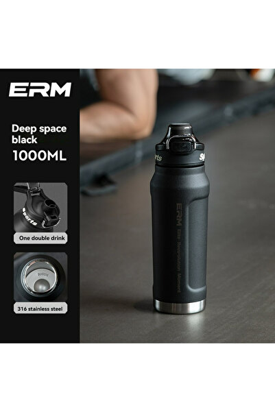 Choice8 0.7-1.5L BLACK-1000ML Insulated Water Bottle Stainless Steel Tumble C...