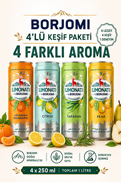borjomi Limonati Keşif Paketi Teneke Kutu 330 ml x 4