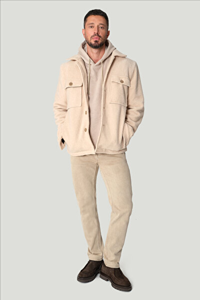 Avva Men's Beige Piece-Dye Washable Stretch Berlin Slim Fit Jean Pants A42Y3500