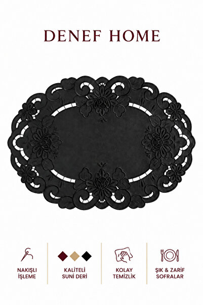 Denef Home Oval Antique - Leather American Service Hole Work Black - 35X50 cm...