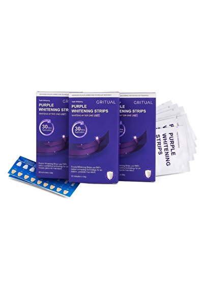 GRITUAL Pachet de 3 — Benzi albastre pentru albirea dinților PAP+ 18%, 42 ben...