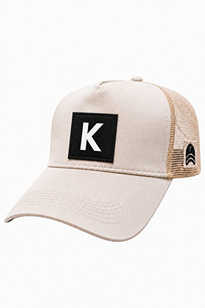 all hats K Letter Patch Detailed Mesh Trucker Baseball Cap