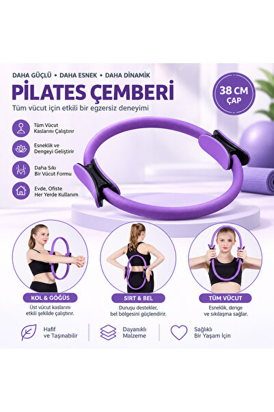 GUS Company Dura-Strong 38 CM Pilates Egzersiz Çemberi Deluxe Tutamaçlı Göğüs...