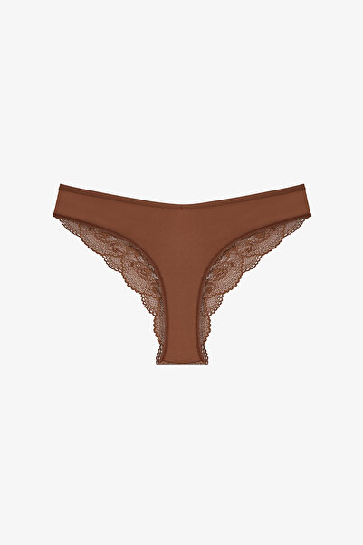 Penti سروال داخلي برازيلي بقصة على شكل حرف V من Brown Essentials