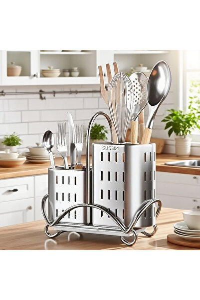 Choice GRAY Kitchen Cutlery Holder, Multifunctional Spoon Fork Storage, Deskt...