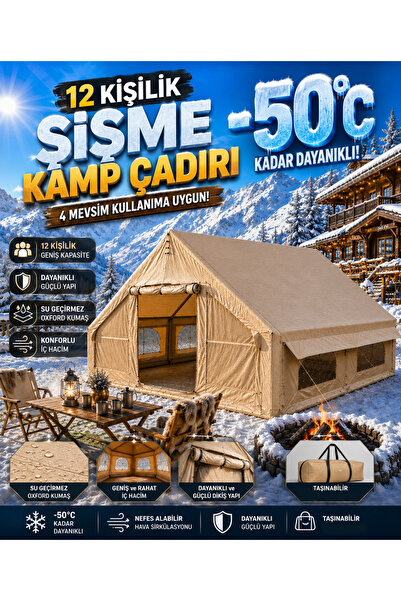 Havana 12 Kişilik ŞİŞME Plaj Kamp Tatil Çadırı Oxford Kumaşlı Pompalı Büyük Ç...