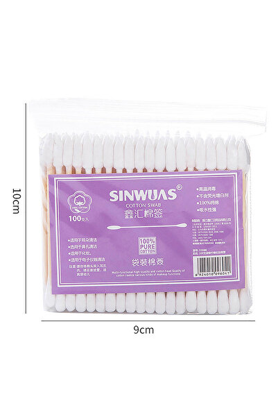 Choice3 White 100pcs Pack Double Head Cotton Swab Women Makeup Cotton Buds Ti...