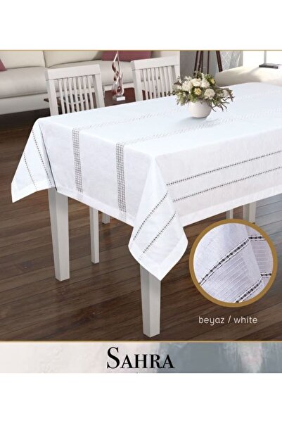 Ceki Home مفرش طاولة من البوليستر المخرم مقاس 160x260 سم، مفرش طاولة طعام من ...