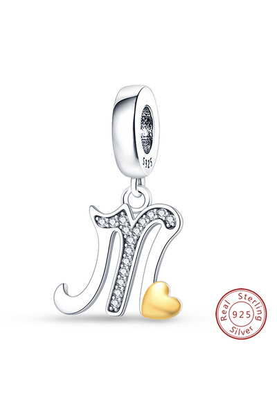 Choice17 PAC368-M Original 925 Sterling Silver Charm Beads Classic Gold Heart...